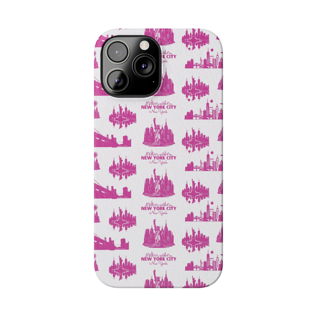 Slim New York Skyline Pink Collage Coquette Gift for Her Cute Phone Cases for Iphone 16 Pro Max | iPhone 15 Case | iPhone 15 Pro Max Case, Iphone 14, Iphone 14 Pro Max, Iphone 13 12 11 8 7 - Studio40ParkLane