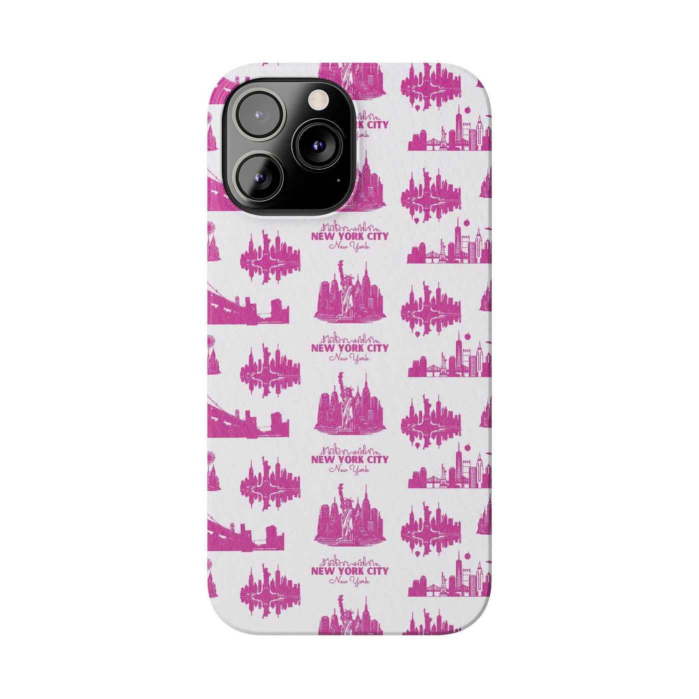 Slim New York Skyline Pink Collage Coquette Gift for Her Cute Phone Cases for Iphone 16 Pro Max | iPhone 15 Case | iPhone 15 Pro Max Case, Iphone 14, Iphone 14 Pro Max, Iphone 13 12 11 8 7