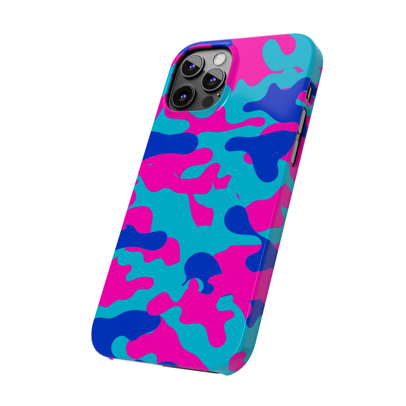 Slim Cute iPhone Cases - | iPhone 15 Case | iPhone 15 Pro Max Case, Iphone 14 Case, Iphone 14 Pro Max, Iphone 13, Blue Pink Camouflage