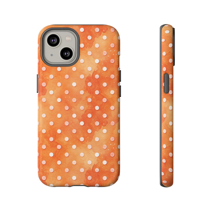 Aesthetic Tough Orange Polka Dots Watercolor Phone Case - For iPhone 17 Pro Max iPhone 16 Pro iPhone 15 Iphone 14 Plus 13 Pro 12 11 10 XR - Studio40ParkLane