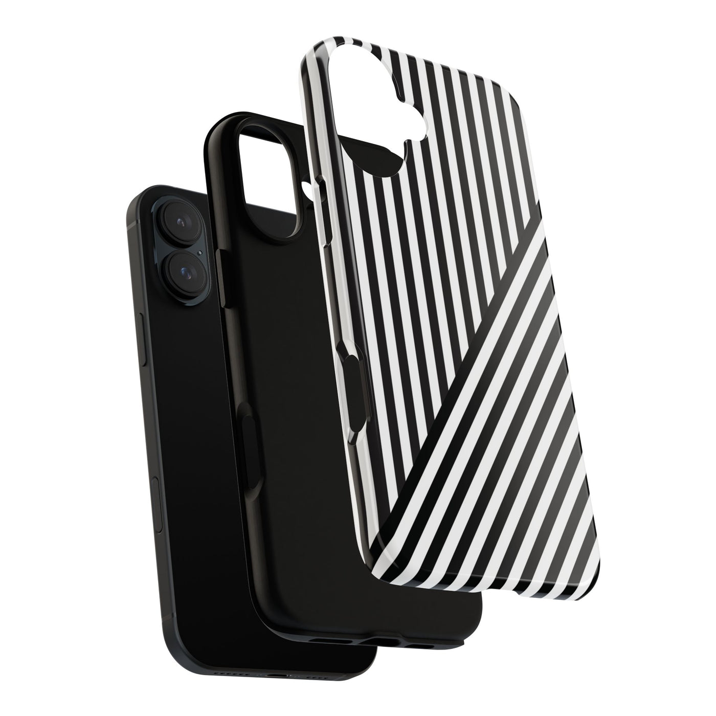 Aesthetic Tough Black White Stripes Phone Case - For iPhone 17 Pro Max iPhone 16 Pro iPhone 15 Iphone 14 Plus 13 Pro 12 11 10 XR - Studio40ParkLane