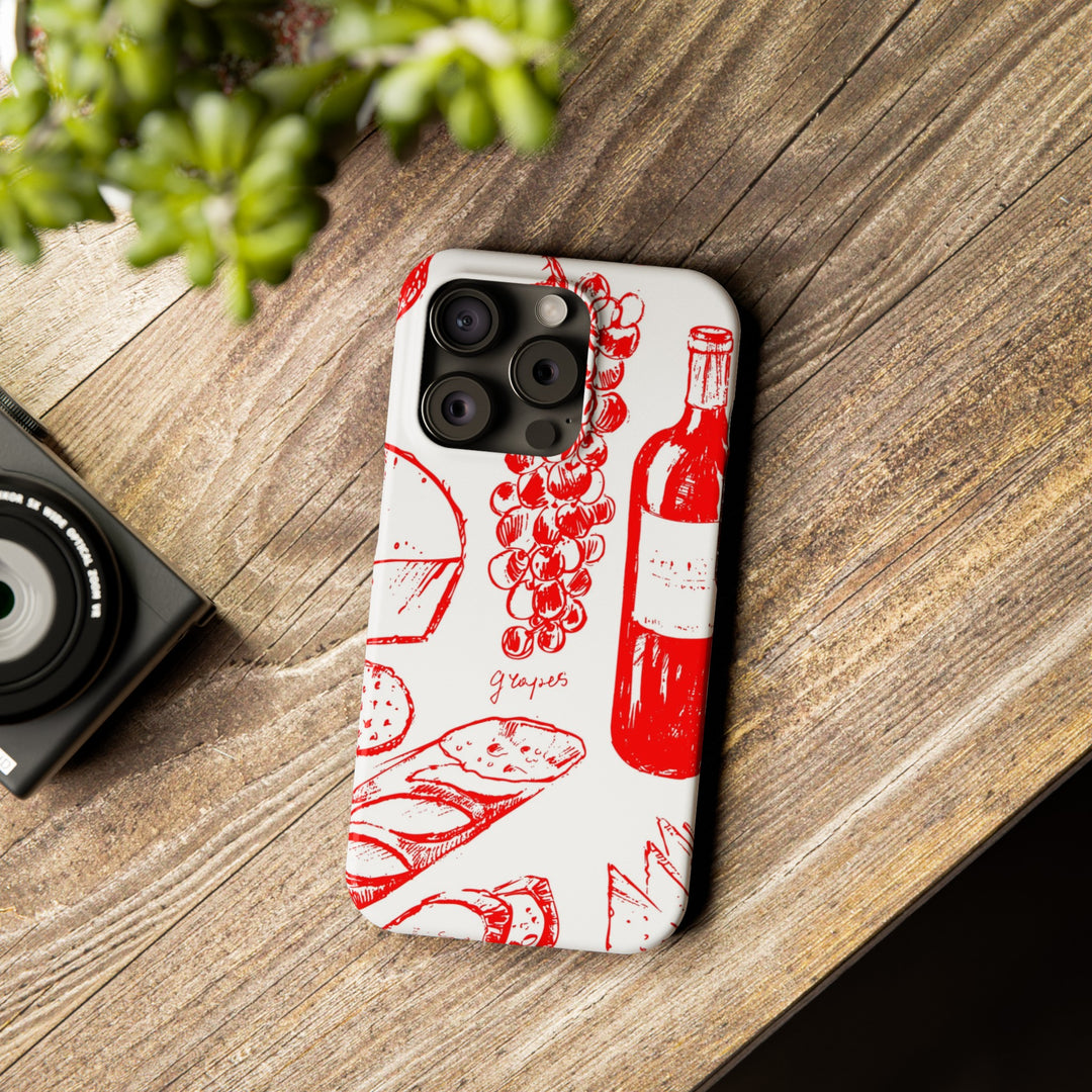 Slim Cute Phone Cases for Iphone | iPhone 15 Case | iPhone 15 Pro Max Case, Iphone 14, Iphone 14 Pro Max, Iphone 13, French Food Wine Red - Studio40ParkLane