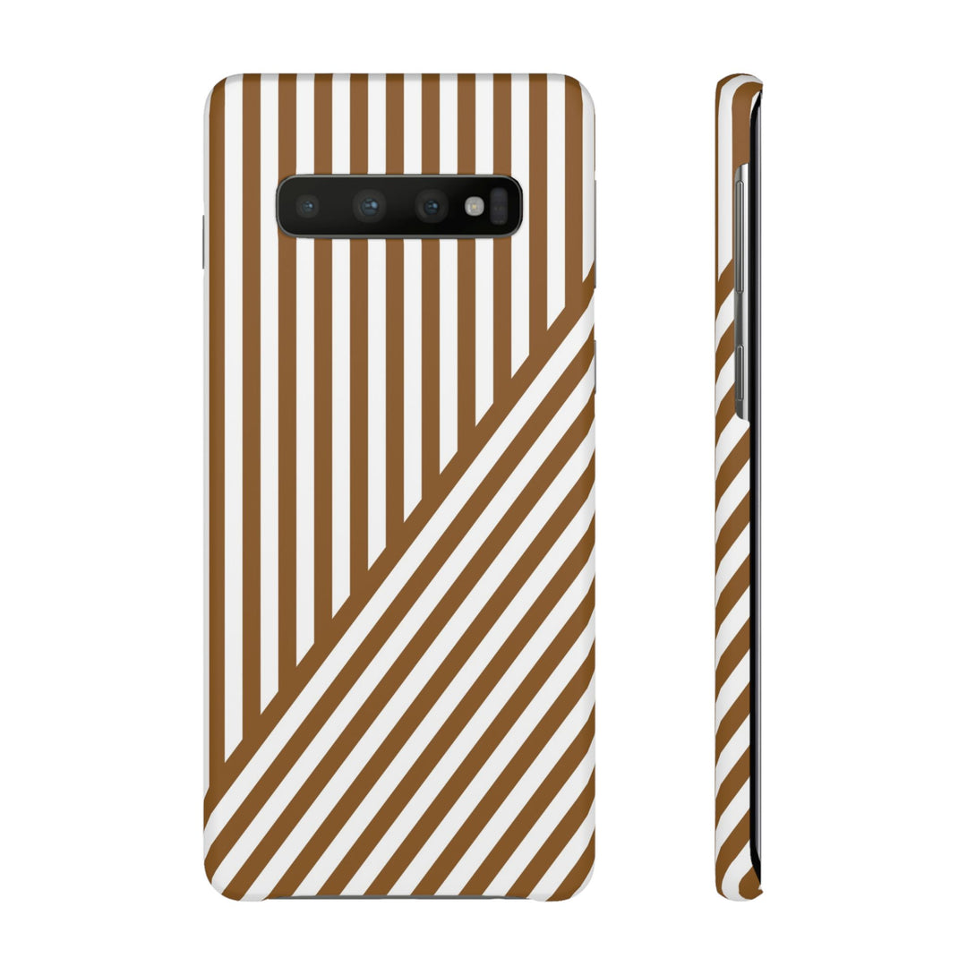 Aesthetic Mocha Brown Stripes Cute Phone Case Sleek Snap - For iPhone 17 Pro Max iPhone 16 Pro iPhone 15 Iphone 14 Plus 13 Pro 12 11 10 Gift - Studio40ParkLane