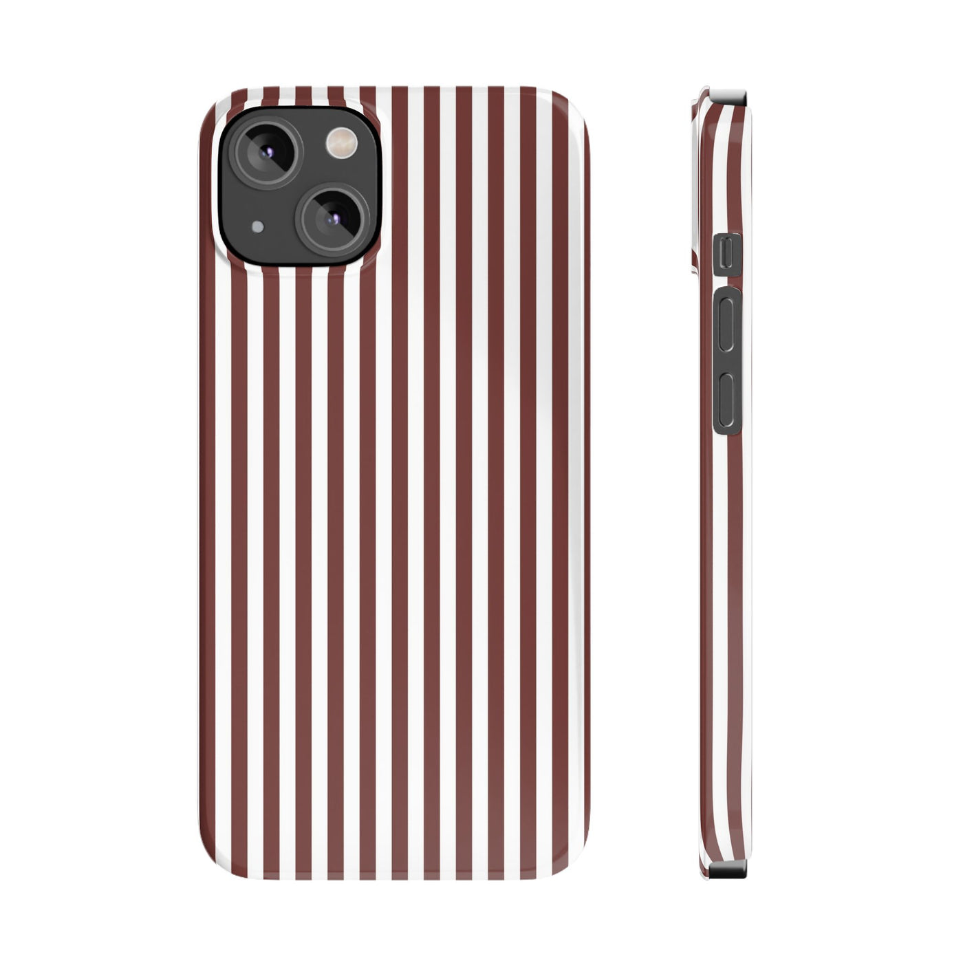 Slim Chocolate Brown Striped Cute Phone Case for Iphone 16 - | iPhone 15 Pro Max Case | iPhone 14 Case Iphone 13 12 11 10 9 8 7 Gift for Her - Studio40ParkLane
