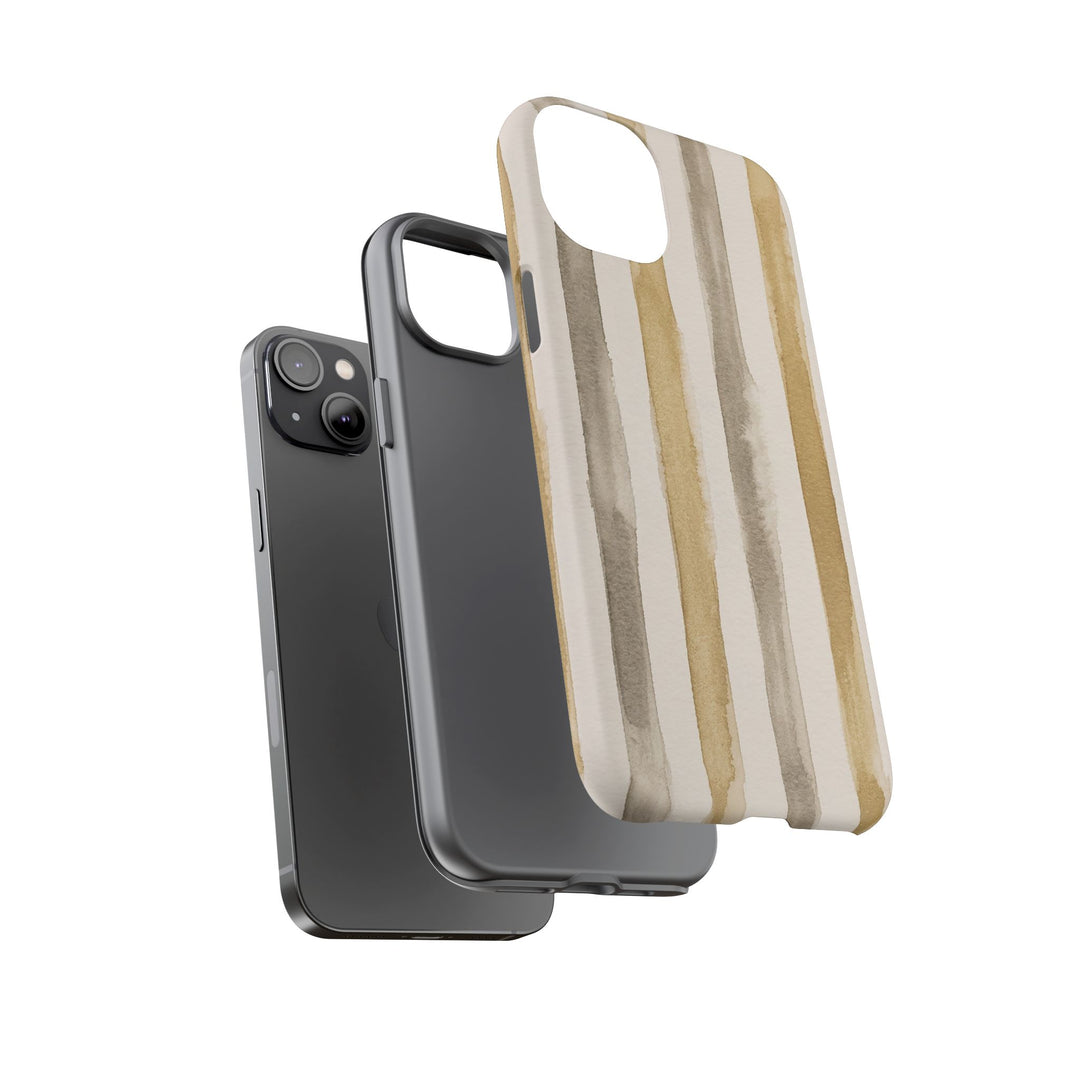 Tough Cute Brown Beige Stripes Phone Case, for IPhone 17 Pro Max | Iphone 17 Air, Iphone 16, IPhone 15, 14 13 12, Samsung Galaxy S26, S25, S24, S23 - Studio40ParkLane