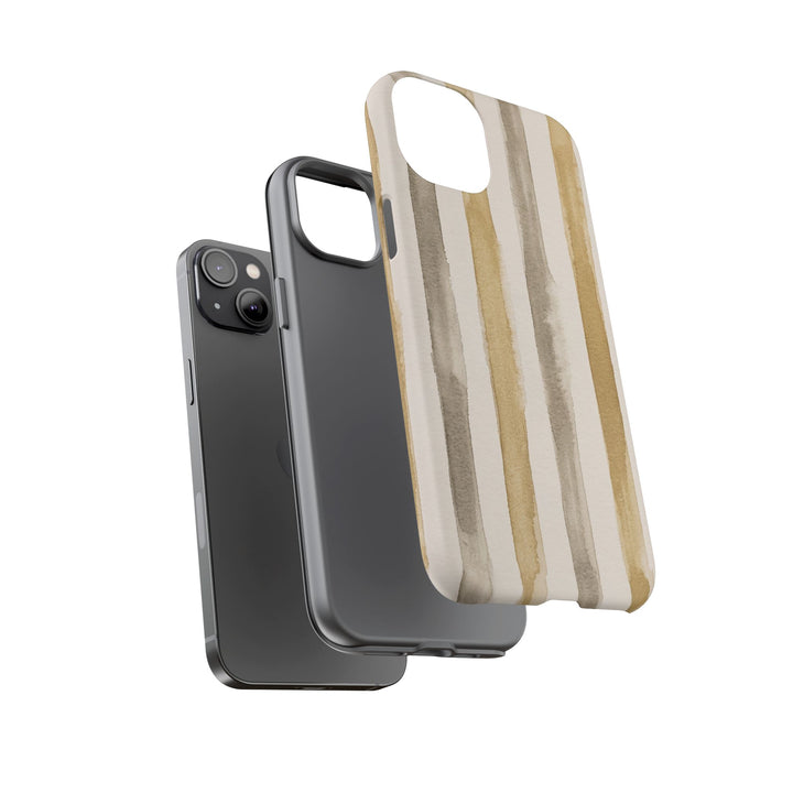 Tough Cute Brown Beige Stripes Phone Case, for IPhone 17 Pro Max | Iphone 17 Air, Iphone 16, IPhone 15, 14 13 12, Samsung Galaxy S26, S25, S24, S23 - Studio40ParkLane