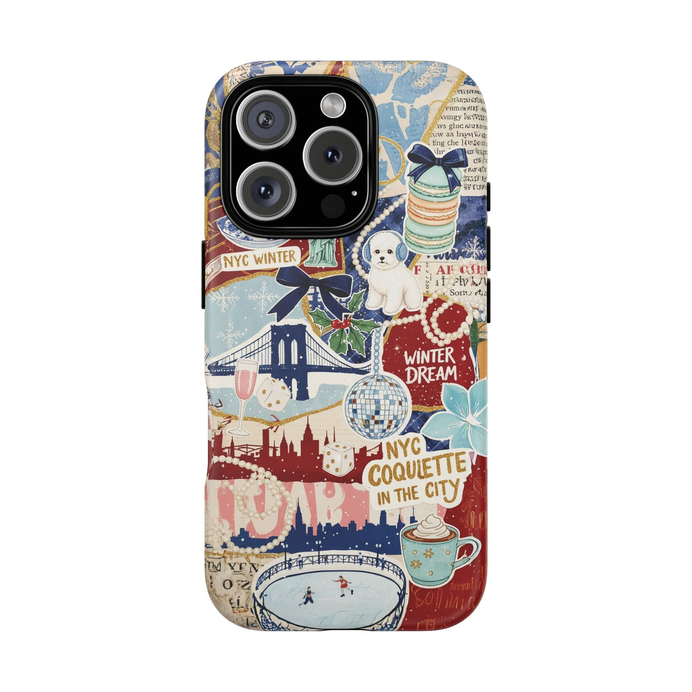 New York Winter Coquette Collage Tough Premium Phone Case - For iPhone 17 Pro Max iPhone 16 Pro iPhone 15 Iphone 14 Plus 13 Pro 12 11 10 XR
