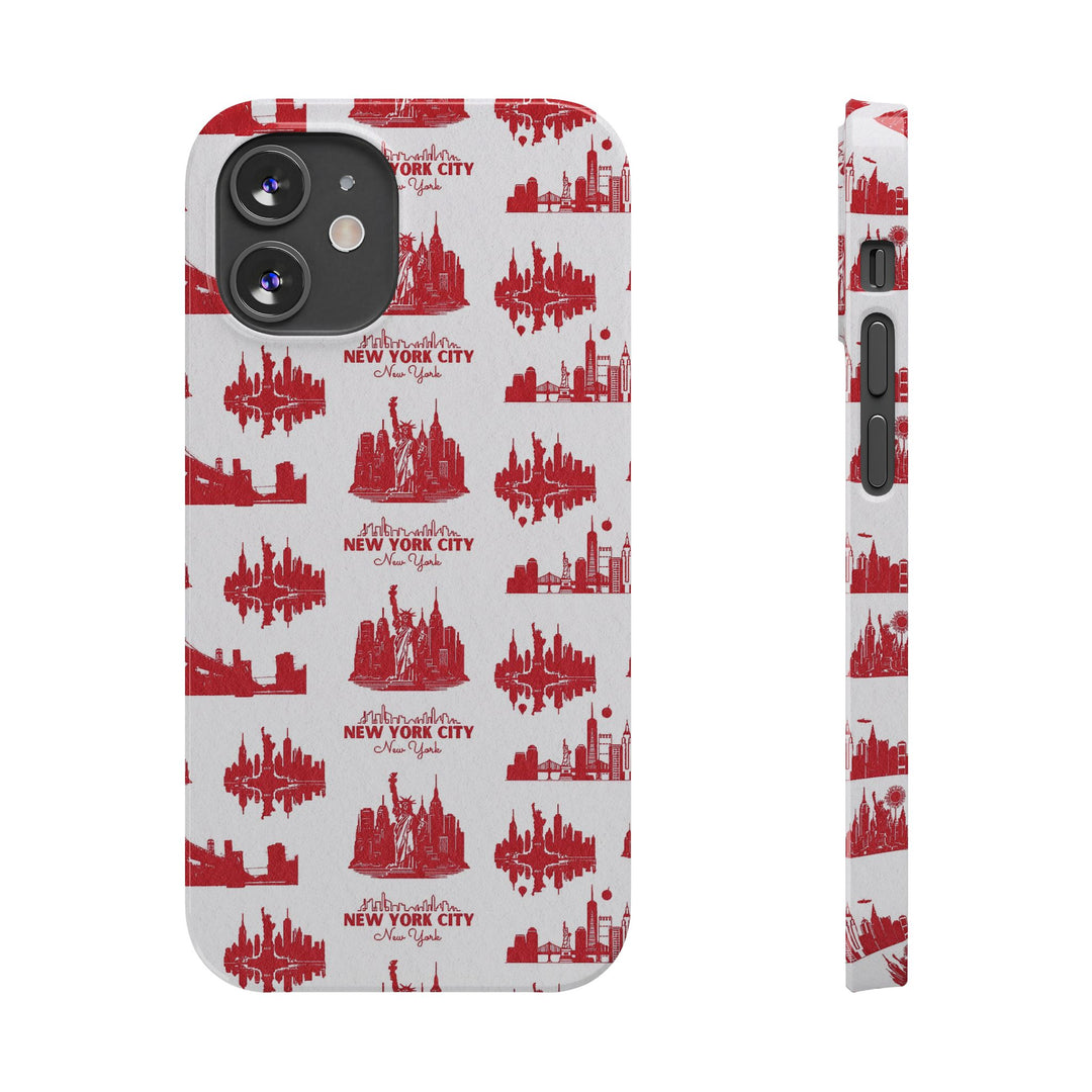 Slim New York Skyline Red Collage Coquette Gift for Her Cute Phone Cases for Iphone 16 Pro Max | iPhone 15 Case | iPhone 15 Pro Max Case, Iphone 14, Iphone 14 Pro Max, Iphone 13 12 11 8 7 - Studio40ParkLane