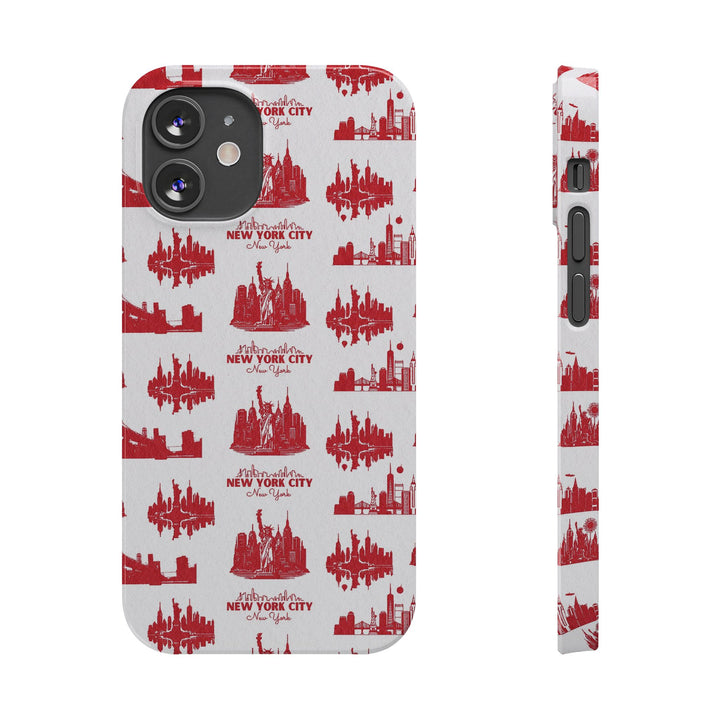 Slim New York Skyline Red Collage Coquette Gift for Her Cute Phone Cases for Iphone 16 Pro Max | iPhone 15 Case | iPhone 15 Pro Max Case, Iphone 14, Iphone 14 Pro Max, Iphone 13 12 11 8 7 - Studio40ParkLane