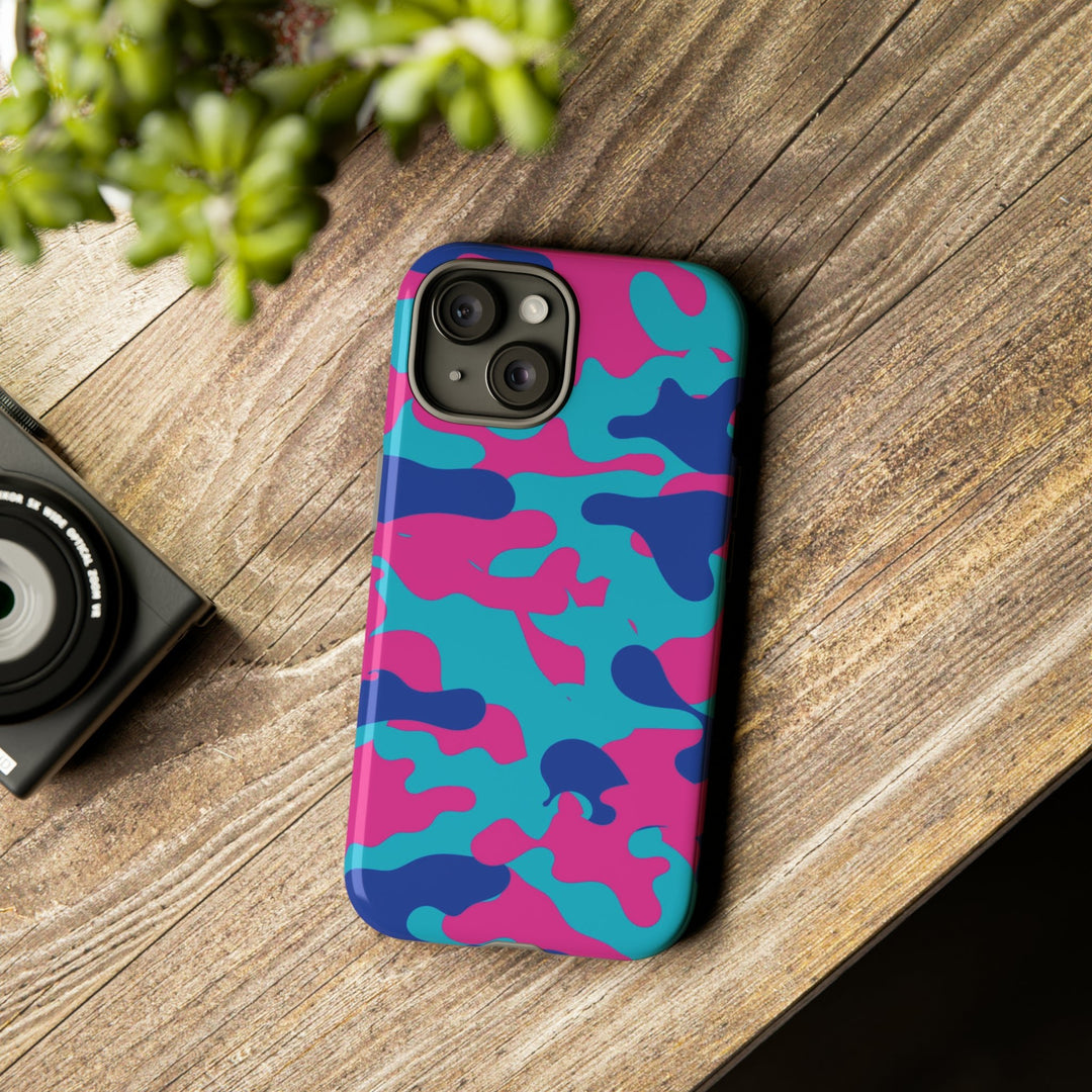 Cute IPhone Case | Blue Pink Camouflage, iPhone 15 Case | iPhone 15 Pro Case, Iphone 14 Case, Iphone 14 Pro Max Case, Protective Iphone Case - Studio40ParkLane