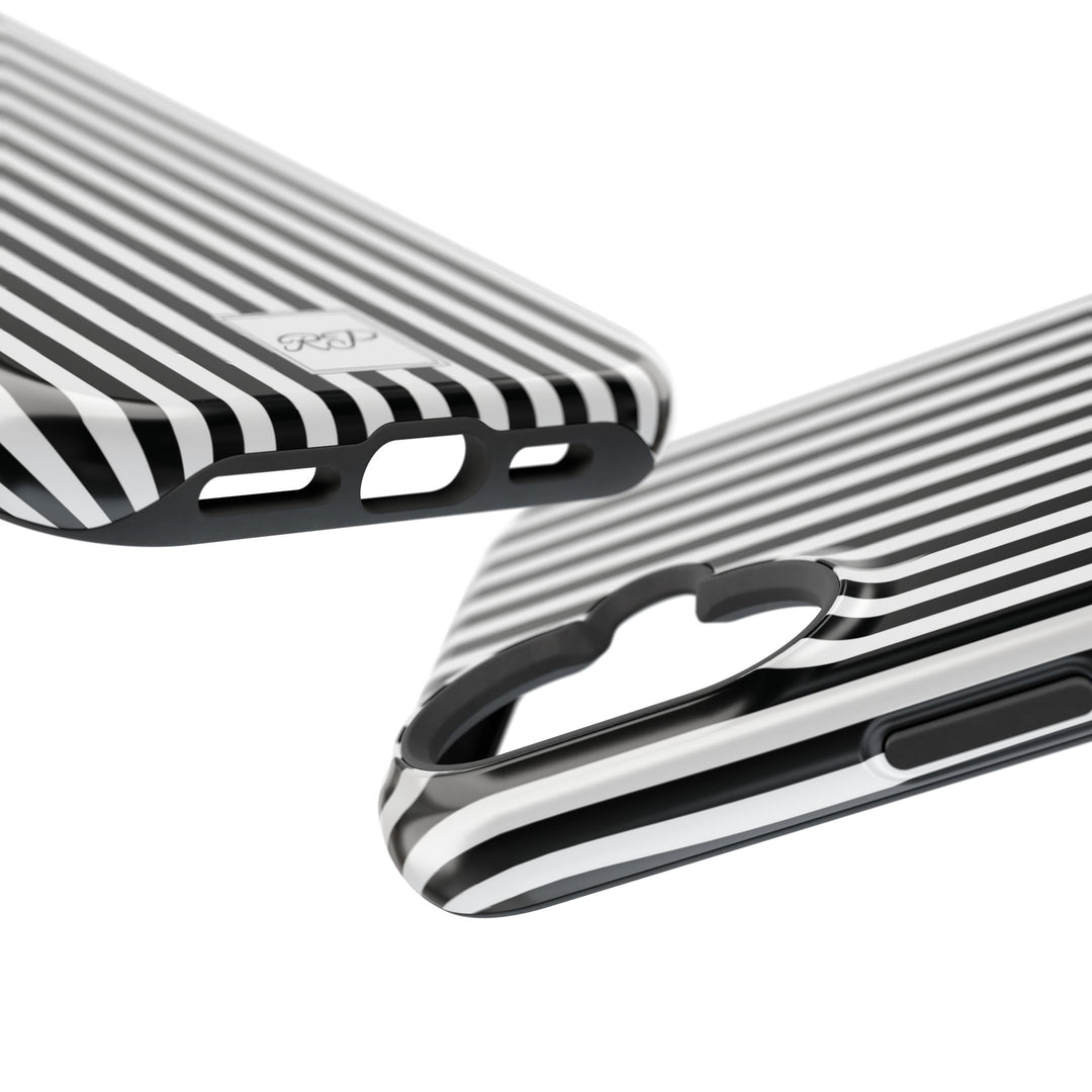 Custom Personalized Black White Striped Magsafe Phone Case for Iphone 17 - | iPhone 16 Pro Max Case | iPhone 15 Case Iphone 14 13 12 11 10 - Studio40ParkLane