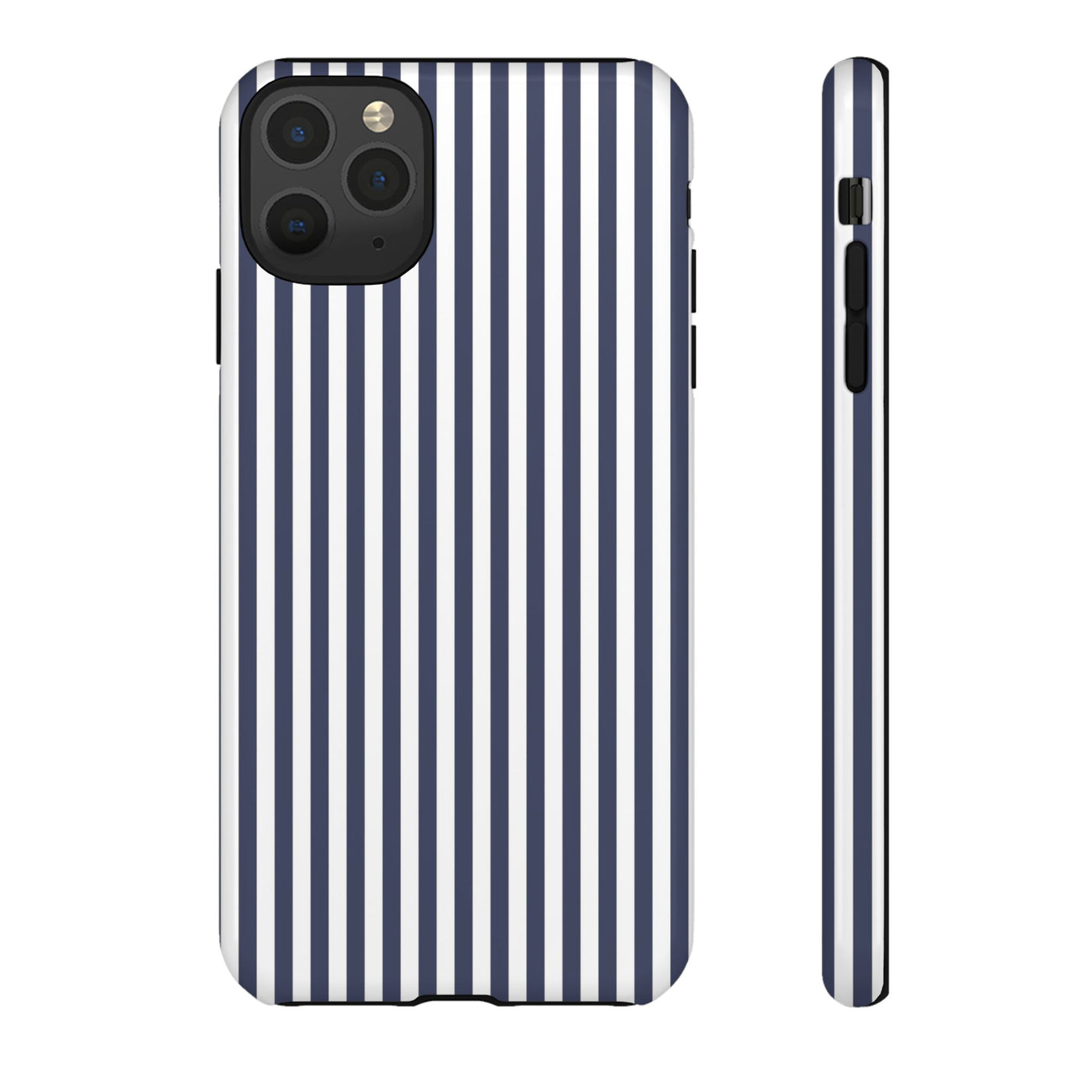 Tough Premium Navy Blue Stripes Phone Case Gift for Her - For Apple iPhone 16 Pro Max 16e iPhone 15 Pro iPhone Iphone 14 Plus 13 Pro 12 SE XR - Studio40ParkLane
