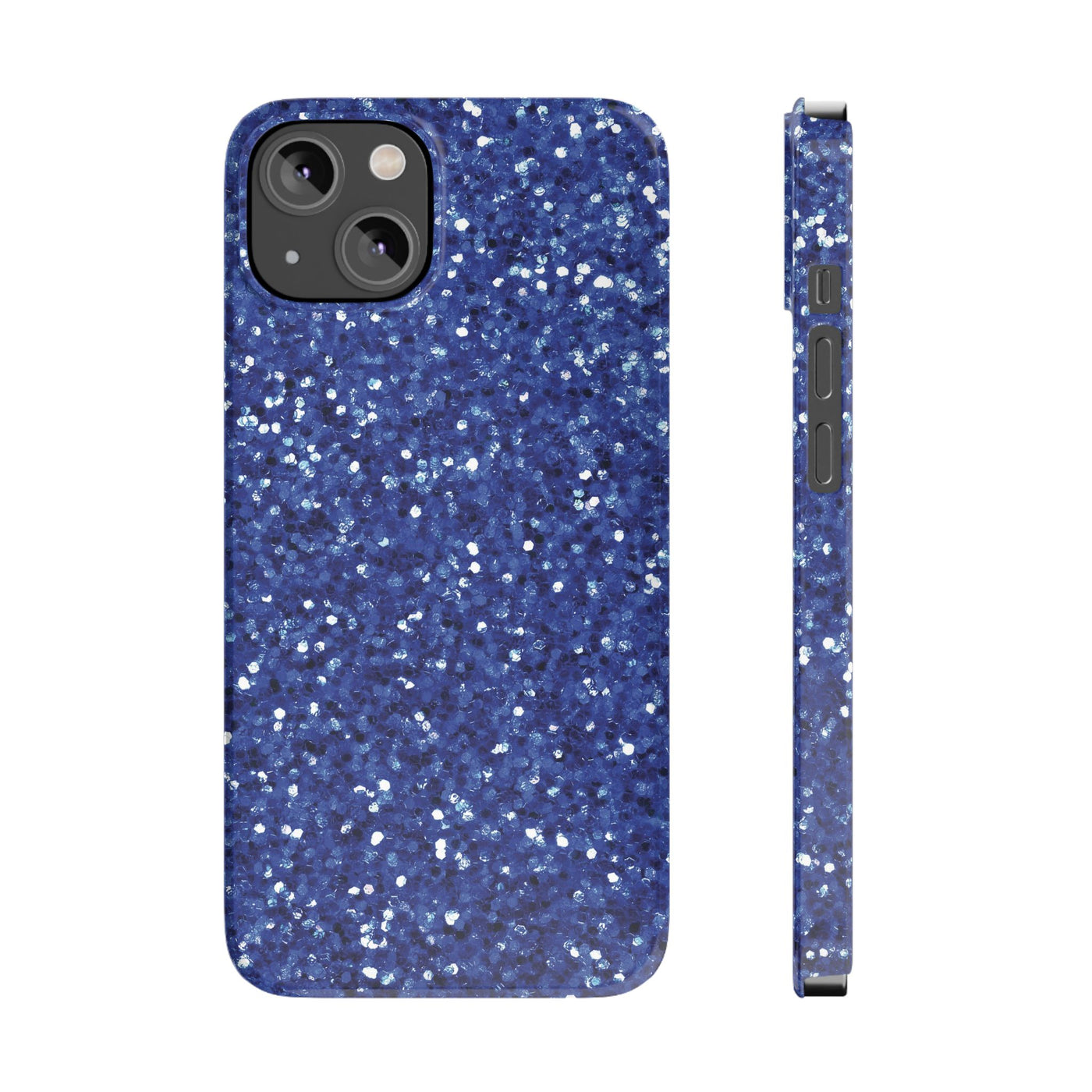 Slim Blue Muted Faux Play on Glitter Effect Cute Phone Cases for Iphone 16 Pro Max | iPhone 15 Case | iPhone 15 Pro Max Case, Iphone 14, Iphone 14 Pro Max, Iphone 13 12 11 8 7