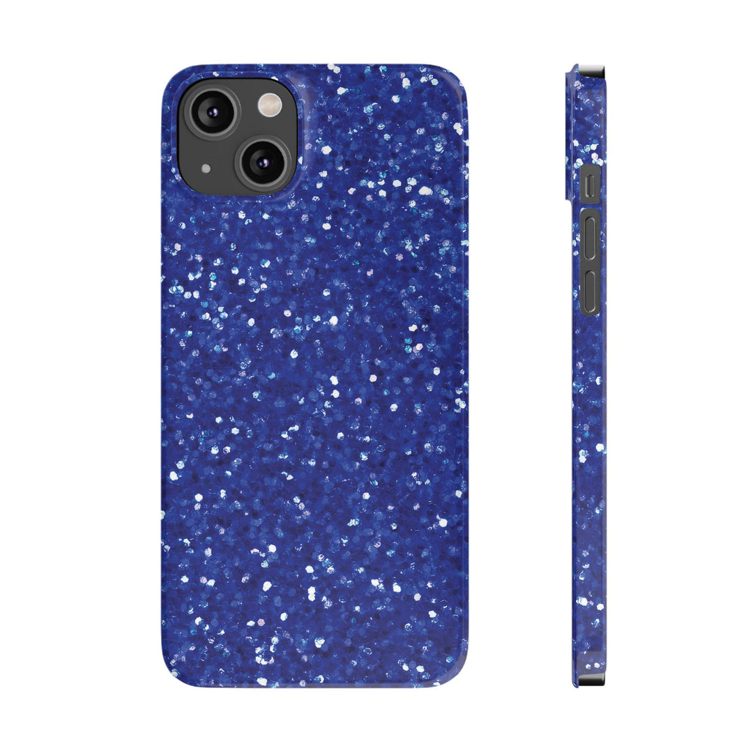 Slim Blue Muted Faux Play on Glitter Effect Cute Phone Cases for Iphone 16 Pro Max | iPhone 15 Case | iPhone 15 Pro Max Case, Iphone 14, Iphone 14 Pro Max, Iphone 13 12 11 8 7 - Studio40ParkLane