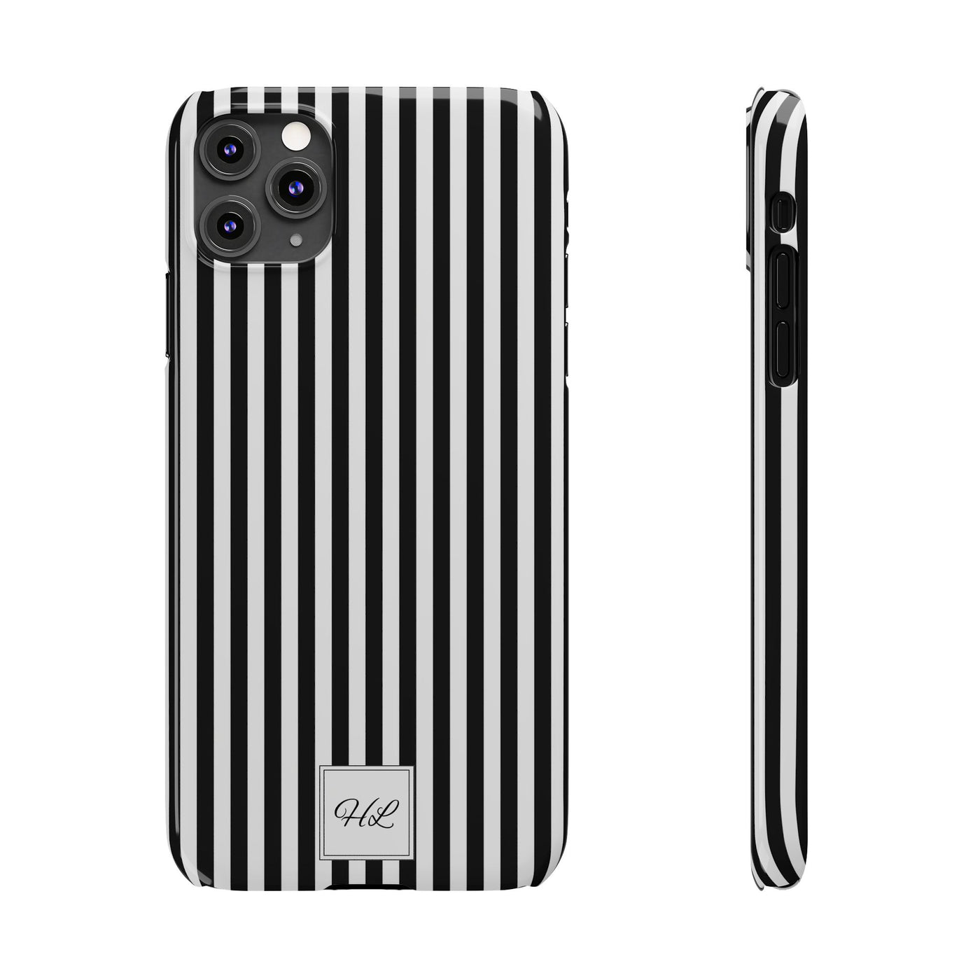 Slim Custom Personalized Black White Striped Phone Case for Iphone 16 - | iPhone 15 Pro Max Case | iPhone 14 Case Iphone 13 12 11 10 9 8 - Studio40ParkLane