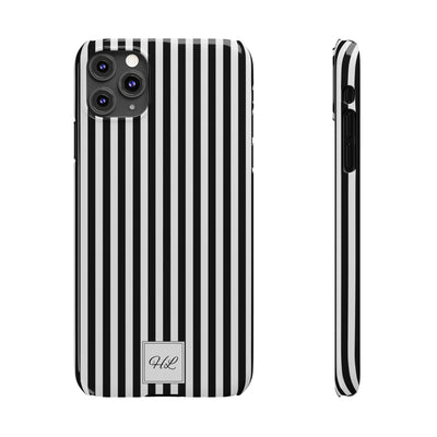 Slim Custom Personalized Black White Striped Phone Case for Iphone 16 - | iPhone 15 Pro Max Case | iPhone 14 Case Iphone 13 12 11 10 9 8 - Studio40ParkLane