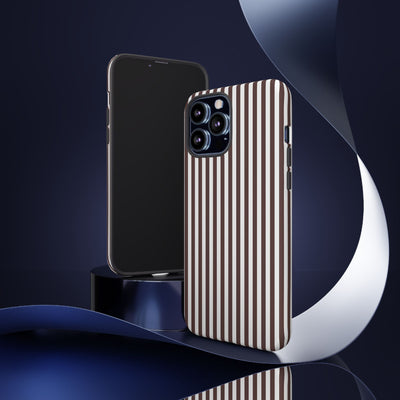 Tough Premium Brown Stripes Phone Case Gift for Her - For Apple iPhone 16 Pro Max 16e iPhone 15 Pro iPhone Iphone 14 Plus 13 Pro 12 SE XR - Studio40ParkLane