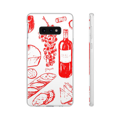 Cute Flexi Phone Cases, French Food Wine Red, Compatible with Samsung Galaxy S23, Samsung S22, Samsung S21, Samsung S20, Galaxy S20 Ultra