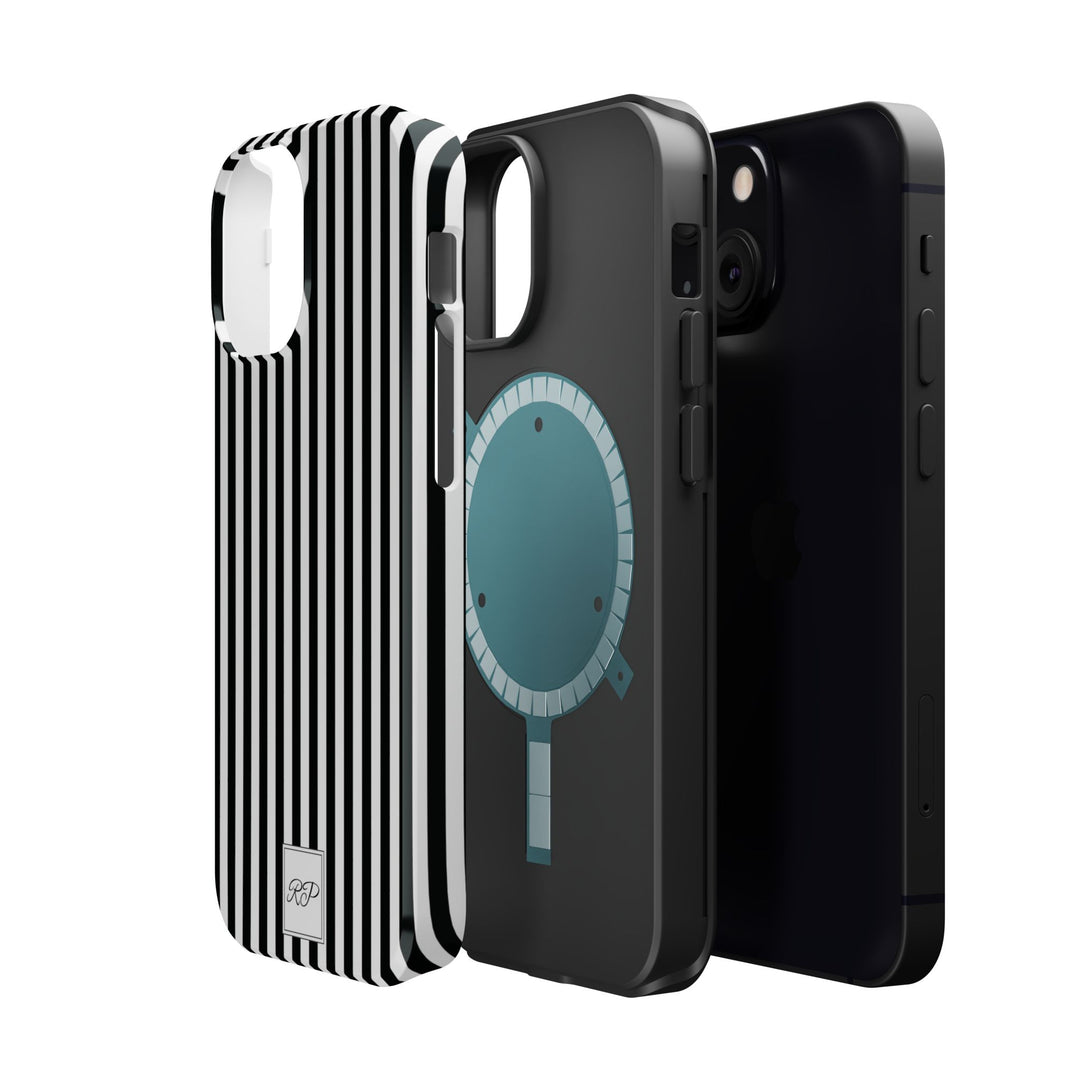 Custom Personalized Black White Striped Magsafe Phone Case for Iphone 17 - | iPhone 16 Pro Max Case | iPhone 15 Case Iphone 14 13 12 11 10 - Studio40ParkLane