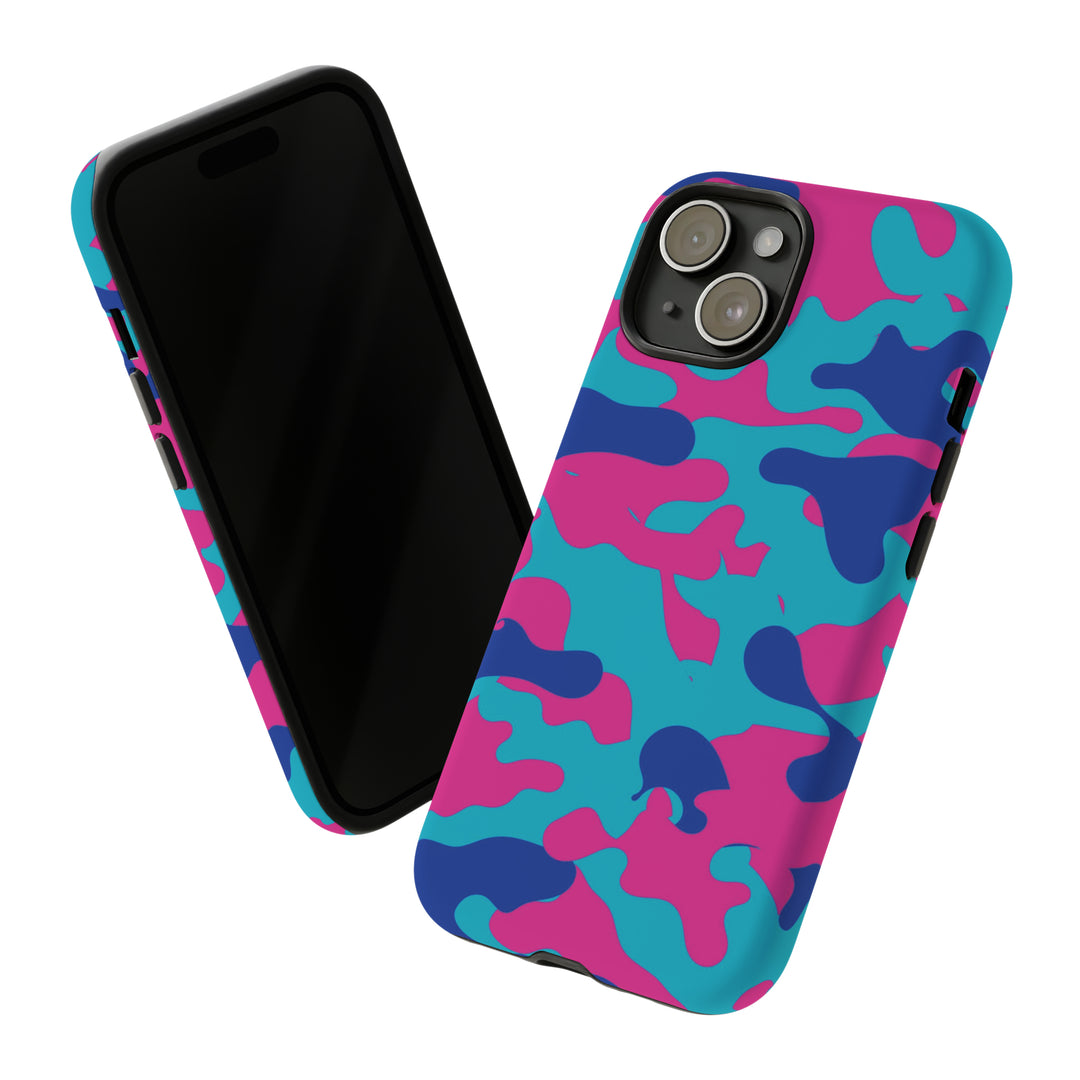 Cute IPhone Case | Blue Pink Camouflage, iPhone 15 Case | iPhone 15 Pro Case, Iphone 14 Case, Iphone 14 Pro Max Case, Protective Iphone Case - Studio40ParkLane