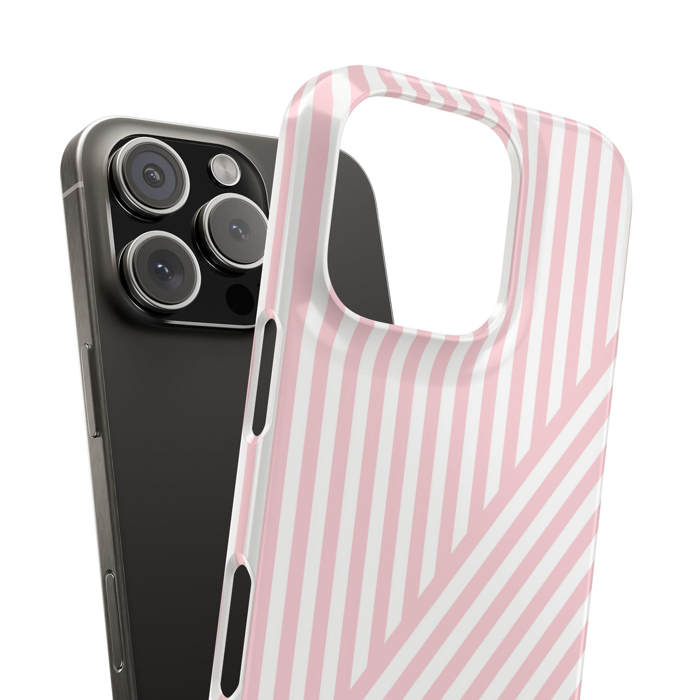 Aesthetic Sweet Pink Stripes Cute Phone Case Sleek Snap - For iPhone 17 Pro Max iPhone 16 Pro iPhone 15 Iphone 14 Plus 13 Pro 12 11 10 Gift