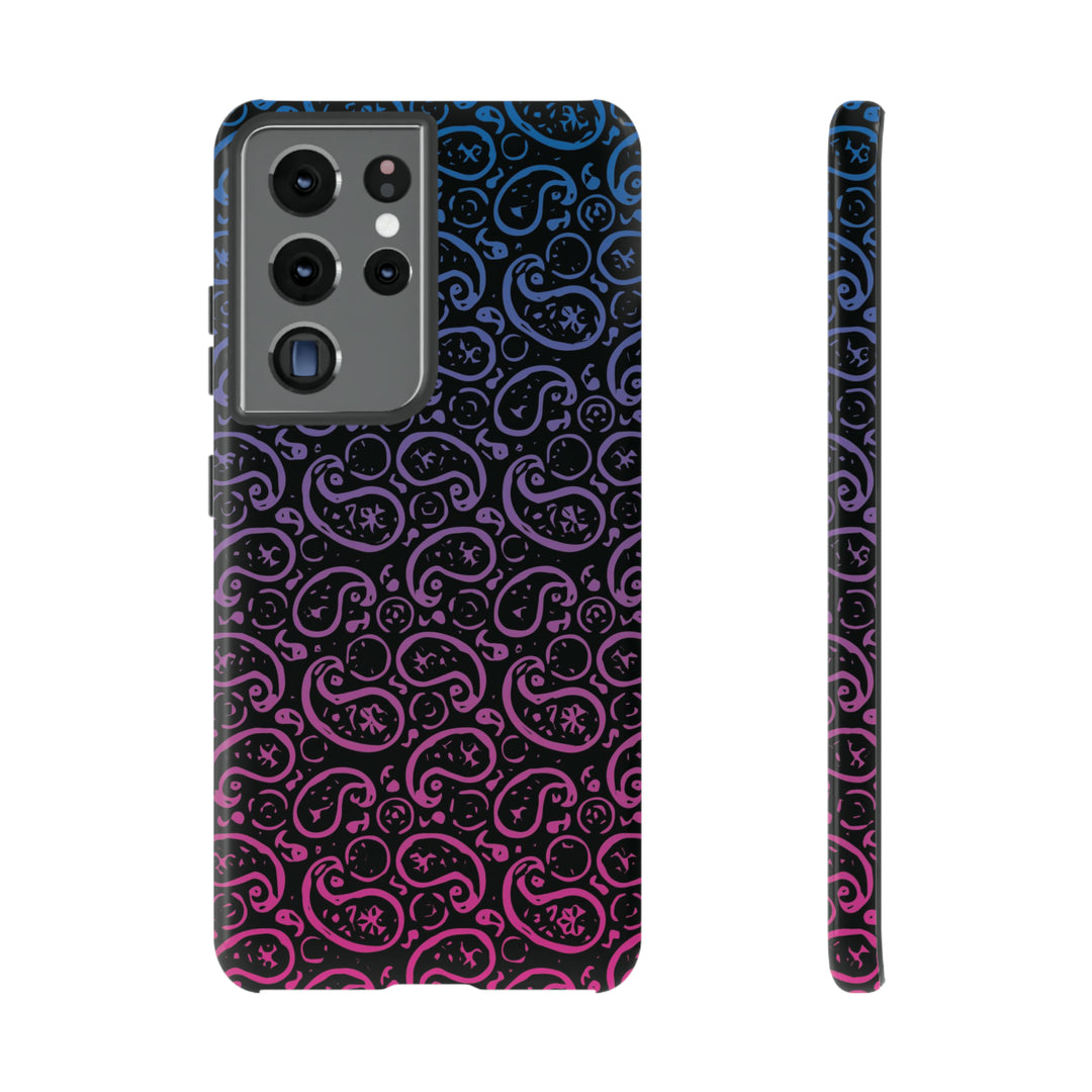 Cool Phone Case | Aesthetic Phone Case | Paisley Blue Pink Black | For Samsung Galaxy S23, S22, S21, S20 | Luxury Double Layer | Cute - Studio40ParkLane