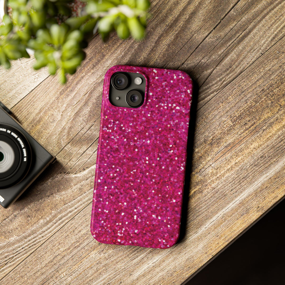 Slim Muted Pink Faux Play on Glitter Effect Cute Phone Cases for Iphone 16 Pro Max | iPhone 15 Case | iPhone 15 Pro Max Case, Iphone 14, Iphone 14 Pro Max, Iphone 13 12 11 8 7 - Studio40ParkLane