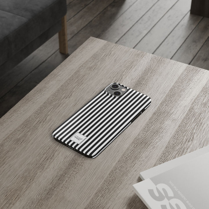 Slim Custom Personalized Black White Striped Phone Case for Iphone 16 - | iPhone 15 Pro Max Case | iPhone 14 Case Iphone 13 12 11 10 9 8 - Studio40ParkLane
