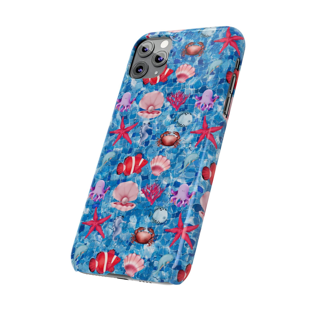 Slim Cute Phone Cases for Iphone - | iPhone 15 Case | iPhone 15 Pro Max Case, Iphone 14 Case, Iphone 14 Pro Max, Iphone 13, Blue Red Under Sea - Studio40ParkLane