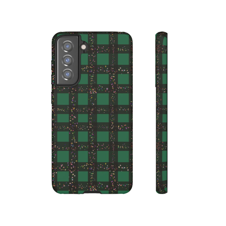 Cute Samsung Phone Cases, Designer Samsung Galaxy S23 Phone Case, Samsung S22 Case, Samsung S21 Case, Samsung S20 Case, Green Festive Plaid - Studio40ParkLane
