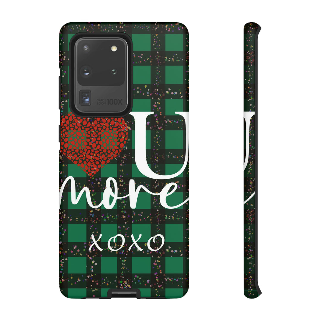 Cute Samsung Phone Cases, Designer Samsung Galaxy S23 Phone Case, Samsung S22 Case, Samsung S21 Case, Samsung S20 Case, Green Plaid Love You - Studio40ParkLane