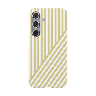 Aesthetic Yellow Beige Stripes Cute Phone Case Sleek Snap - For iPhone 17 Pro Max iPhone 16 Pro iPhone 15 Iphone 14 Plus 13 Pro 12 11 10 Gift