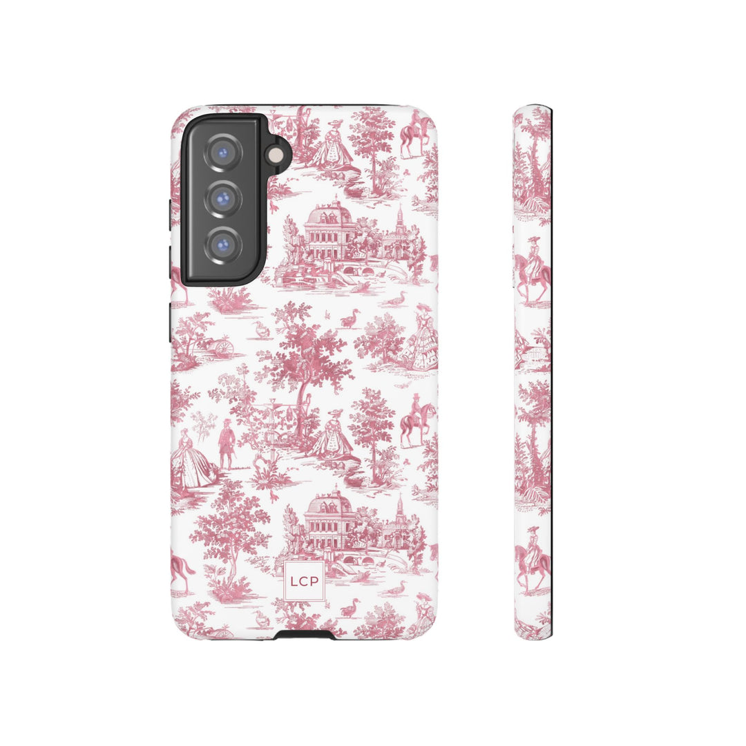 Personalized Custom French Toile Tough Cute Phone Case For Apple iPhone 18, 17, 16, 15 14, Pro Max, Samsung Galaxy S26, S25, S24 Plus Ultra