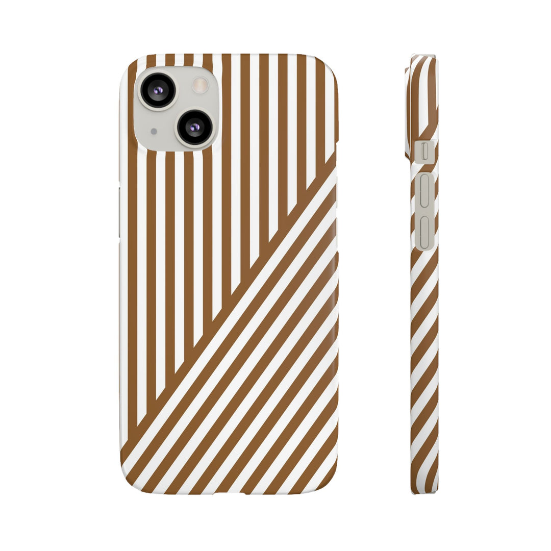 Aesthetic Mocha Brown Stripes Cute Phone Case Sleek Snap - For iPhone 17 Pro Max iPhone 16 Pro iPhone 15 Iphone 14 Plus 13 Pro 12 11 10 Gift - Studio40ParkLane