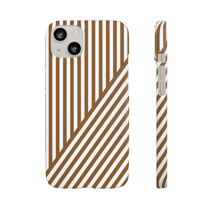 Aesthetic Mocha Brown Stripes Cute Phone Case Sleek Snap - For iPhone 17 Pro Max iPhone 16 Pro iPhone 15 Iphone 14 Plus 13 Pro 12 11 10 Gift - Studio40ParkLane