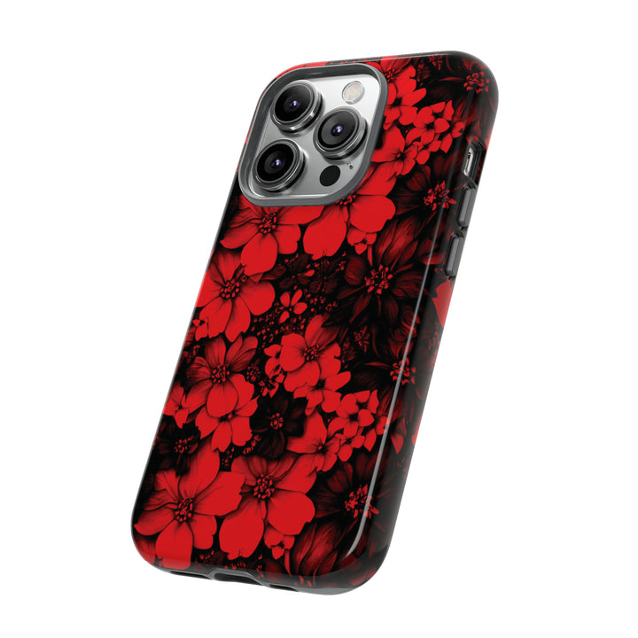 Cute IPhone Case | Red Black Flowers, iPhone 15 Case | iPhone 15 Pro Case, Iphone 14 Case, Iphone 14 Pro Max Case, Protective Iphone Case - Studio40ParkLane