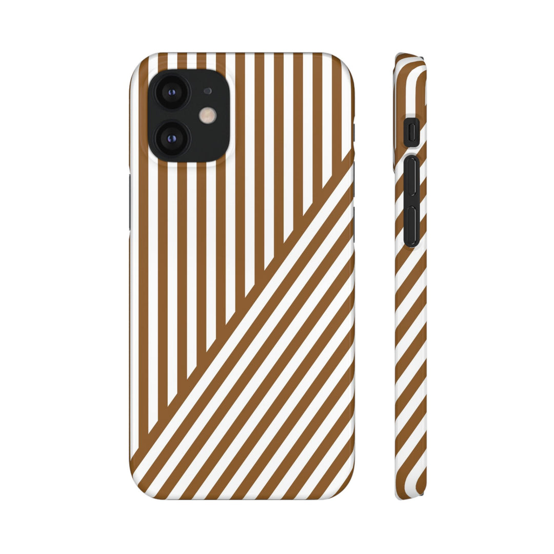Aesthetic Mocha Brown Stripes Cute Phone Case Sleek Snap - For iPhone 17 Pro Max iPhone 16 Pro iPhone 15 Iphone 14 Plus 13 Pro 12 11 10 Gift - Studio40ParkLane