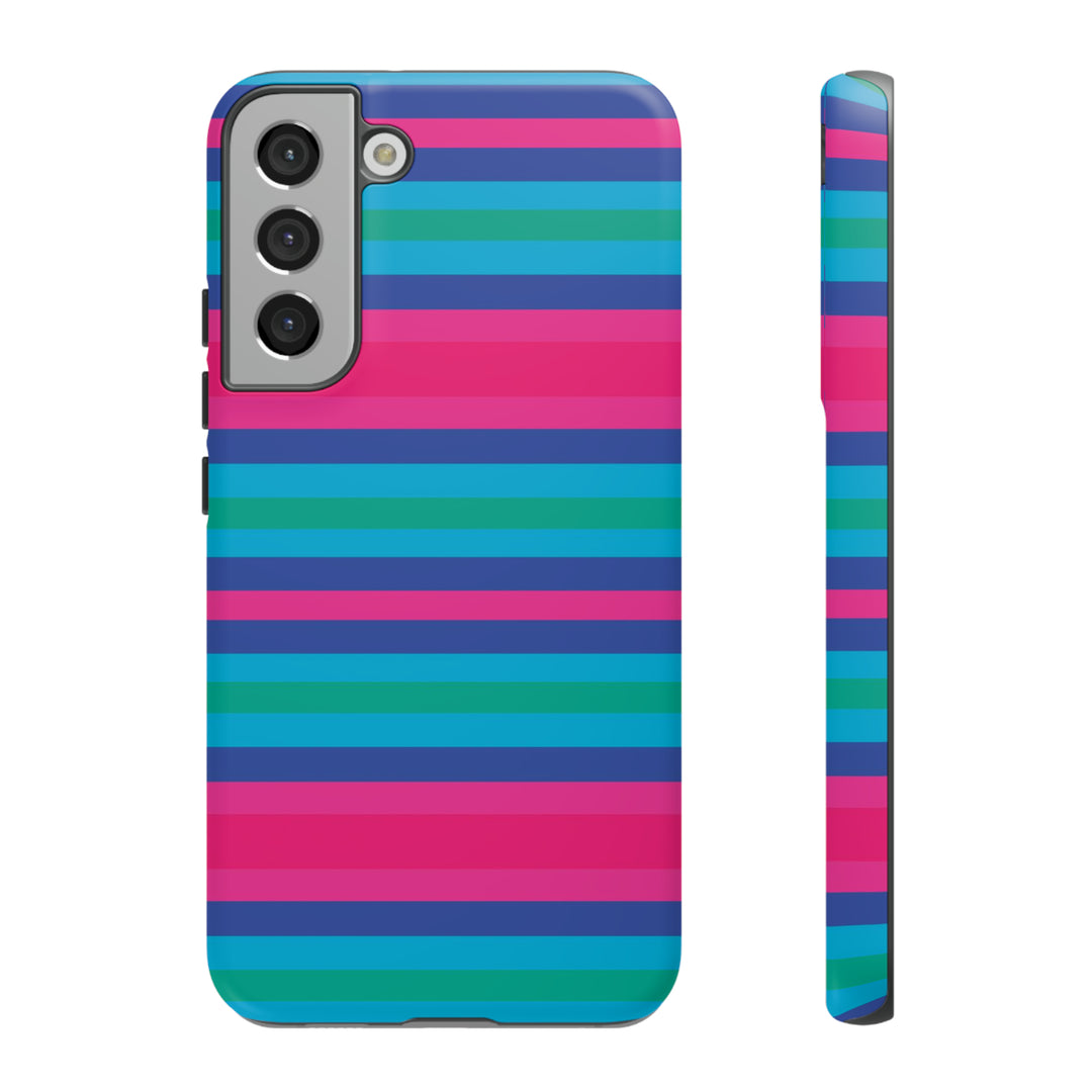 Cute Samsung Phone Case | Aesthetic Samsung Phone Case | Stripes Blue Pink | Galaxy S23, S22, S21, S20 | Luxury Double Layer | Cool - Studio40ParkLane
