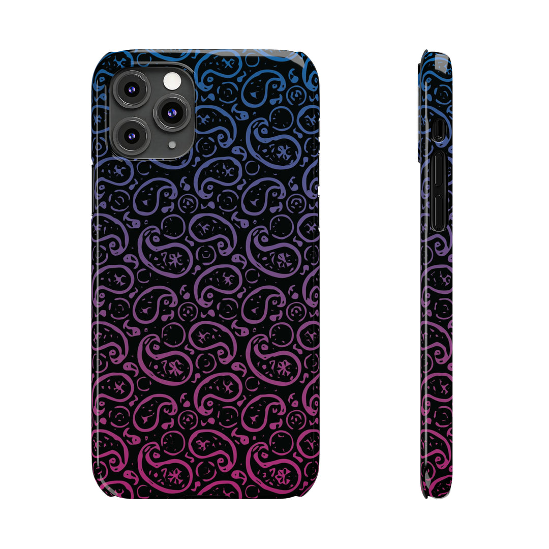 Slim Cute Phone Cases for Iphone - | iPhone 15 Case | iPhone 15 Pro Max Case, Iphone 14 Case, Iphone 14 Pro Max, Iphone 13, Paisley Blue Pink Black - Studio40ParkLane