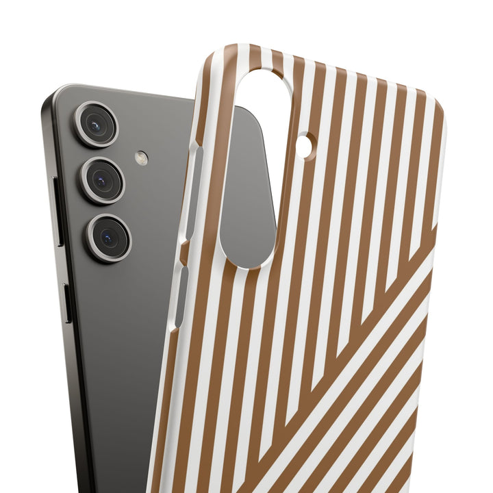 Aesthetic Mocha Brown Stripes Cute Phone Case Sleek Snap - For iPhone 17 Pro Max iPhone 16 Pro iPhone 15 Iphone 14 Plus 13 Pro 12 11 10 Gift - Studio40ParkLane