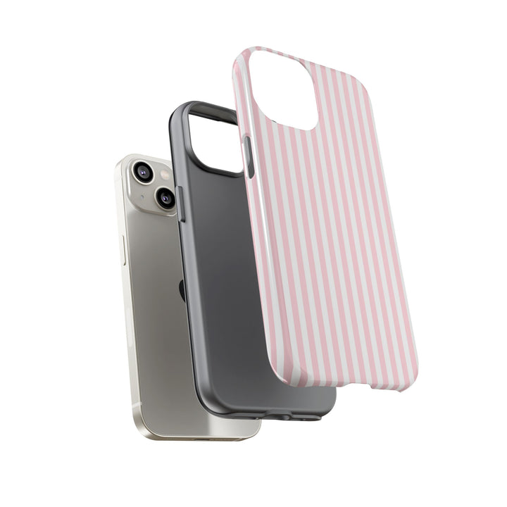 Tough Premium Sweet Pink Stripes Phone Case Gift for Her - For Apple iPhone 16 Pro Max 16e iPhone 15 Pro iPhone Iphone 14 Plus 13 Pro 12 SE XR - Studio40ParkLane