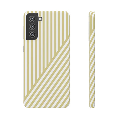 Aesthetic Yellow Beige Stripes Cute Phone Case Sleek Snap - For iPhone 17 Pro Max iPhone 16 Pro iPhone 15 Iphone 14 Plus 13 Pro 12 11 10 Gift