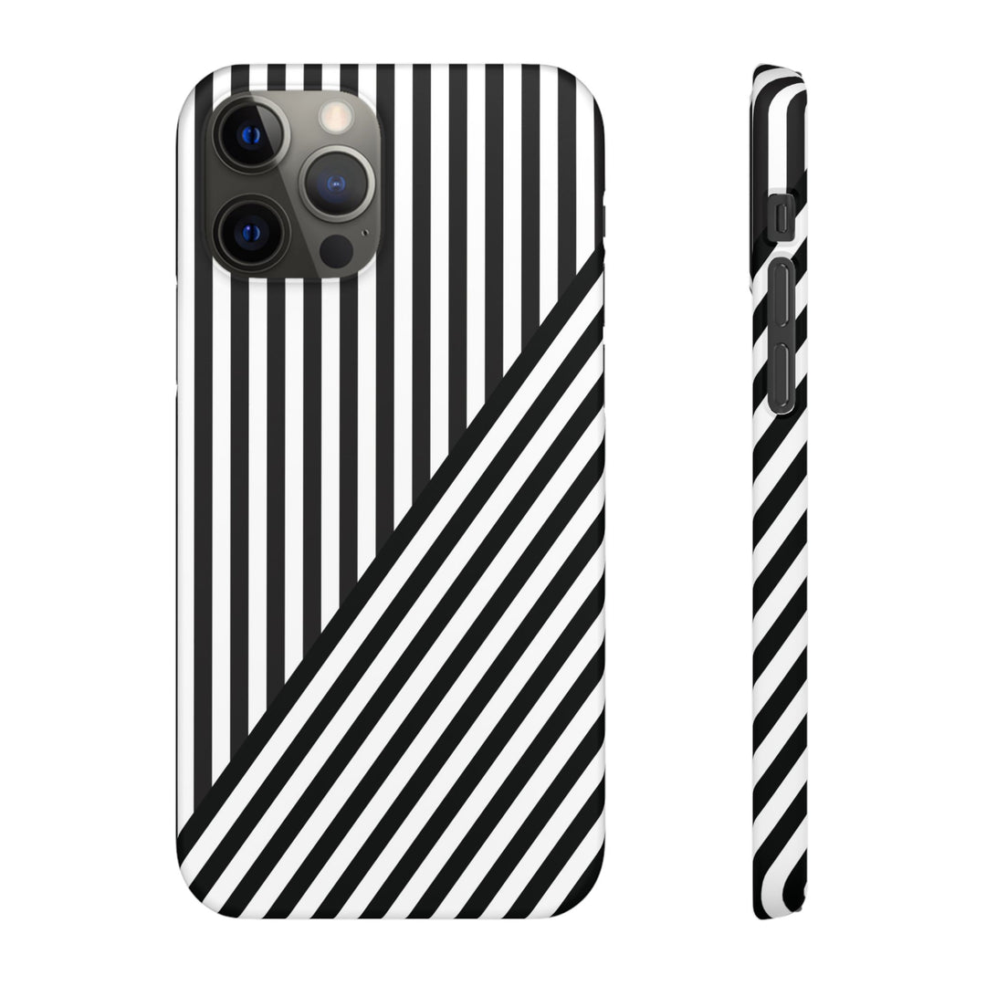 Aesthetic Black White Stripes Cute Phone Case Sleek Snap - For iPhone 17 Pro Max iPhone 16 Pro iPhone 15 Iphone 14 Plus 13 Pro 12 11 10 Gift - Studio40ParkLane