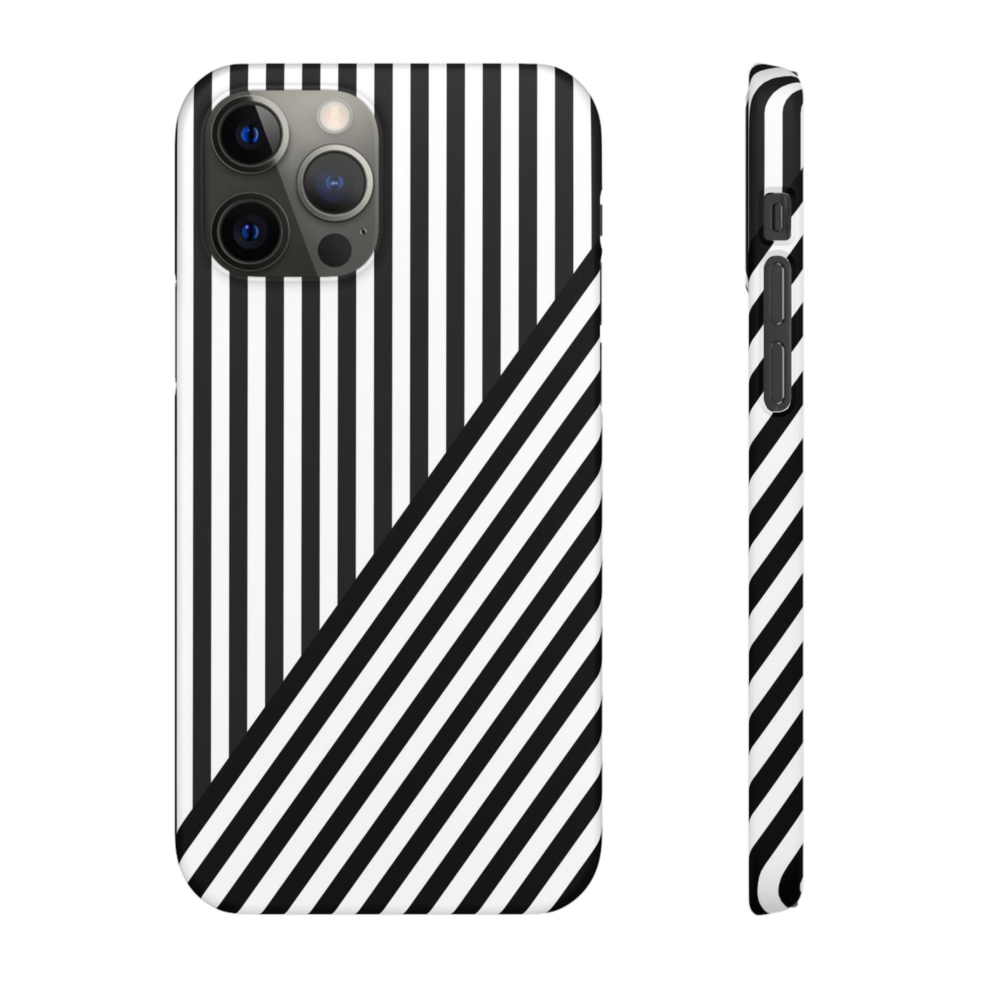 Aesthetic Black White Stripes Cute Phone Case Sleek Snap - For iPhone 17 Pro Max iPhone 16 Pro iPhone 15 Iphone 14 Plus 13 Pro 12 11 10 Gift - Studio40ParkLane