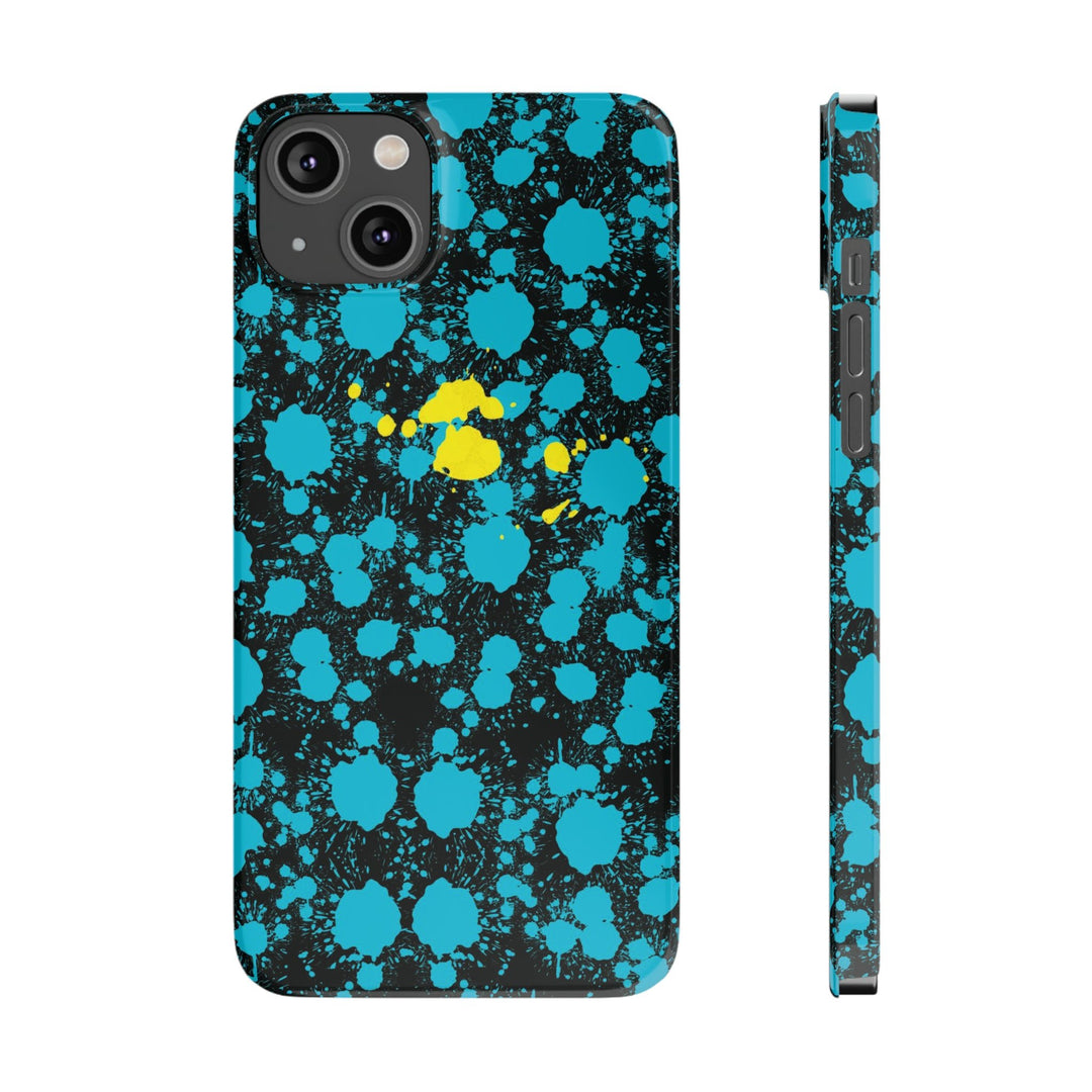 Slim Cute Phone Cases for Iphone - | iPhone 15 Case | iPhone 15 Pro Max Case, Iphone 14 Case, Iphone 14 Pro Max, Iphone 13, Paint Splash Blue Yellow - Studio40ParkLane