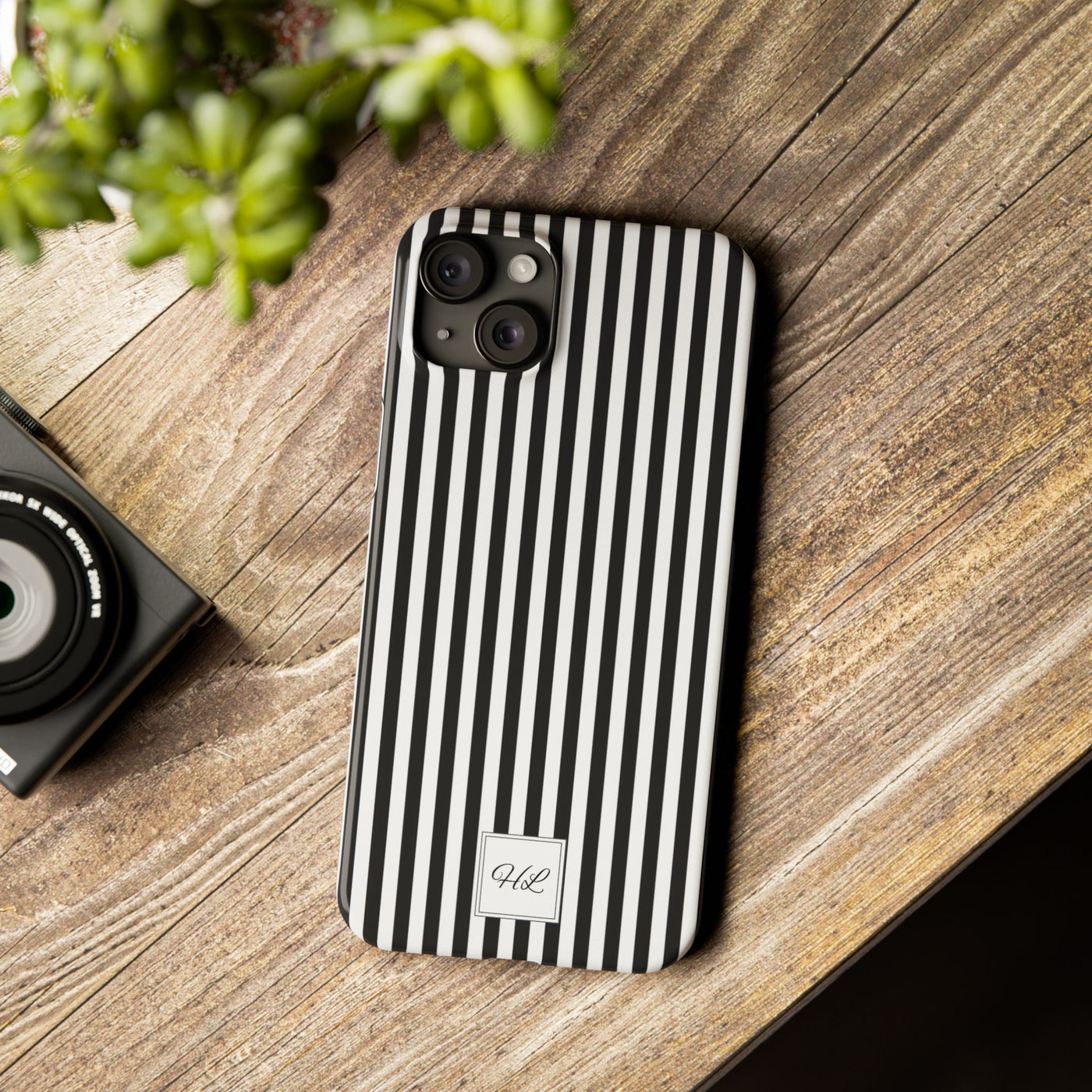 Slim Custom Personalized Black White Striped Phone Case for Iphone 16 - | iPhone 15 Pro Max Case | iPhone 14 Case Iphone 13 12 11 10 9 8 - Studio40ParkLane