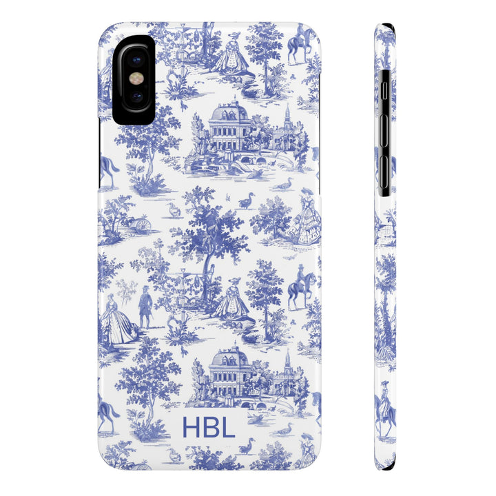 Slim Personalized Slim Blue Vintage French Toile Cute Phone Cases for Iphone 16 Pro Max | iPhone 15 Case | iPhone 15 Pro Max Case, Iphone 14, Iphone 14 Pro Max, Iphone 13 12 11 8 7 - Studio40ParkLane
