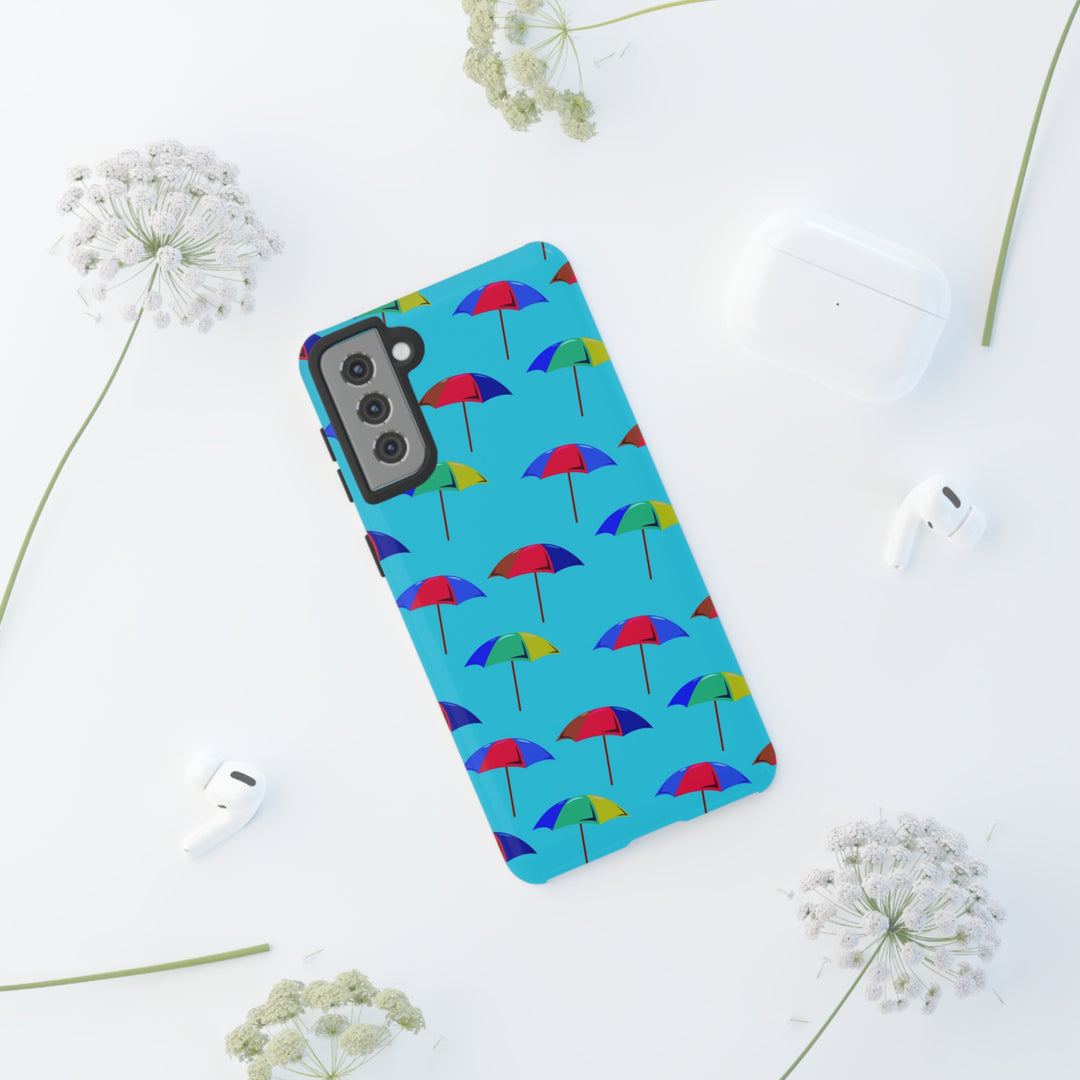 Cute Samsung Phone Case | Aesthetic Samsung Phone Case | Galaxy S23, S22, S21, S20 | Colorful Beach Parasols Blue, Protective Phone Case - Studio40ParkLane