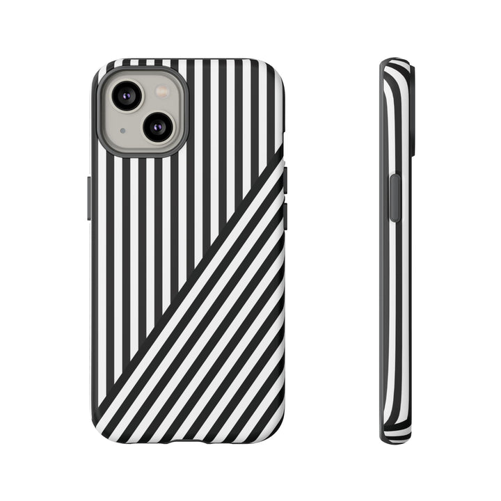 Aesthetic Tough Black White Stripes Phone Case - For iPhone 17 Pro Max iPhone 16 Pro iPhone 15 Iphone 14 Plus 13 Pro 12 11 10 XR - Studio40ParkLane