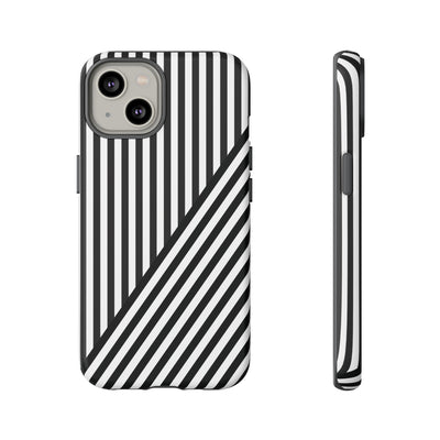 Aesthetic Tough Black White Stripes Phone Case - For iPhone 17 Pro Max iPhone 16 Pro iPhone 15 Iphone 14 Plus 13 Pro 12 11 10 XR - Studio40ParkLane
